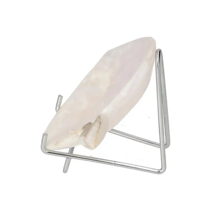 Rose Onyx small platter on display stand, showcasing unique veining and soft hues.