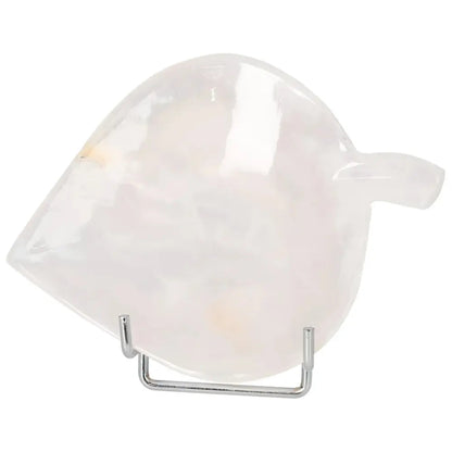 Rose Onyx Platter on display stand with smooth, polished surface showcasing unique rose-hued veining, perfect for elegant tablescapes.