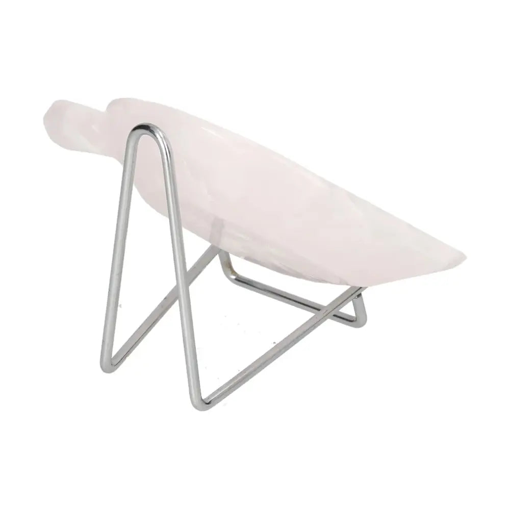 Rose Onyx Platter on metal stand, promoting determination and self-discipline, perfect for home decor or gifts.