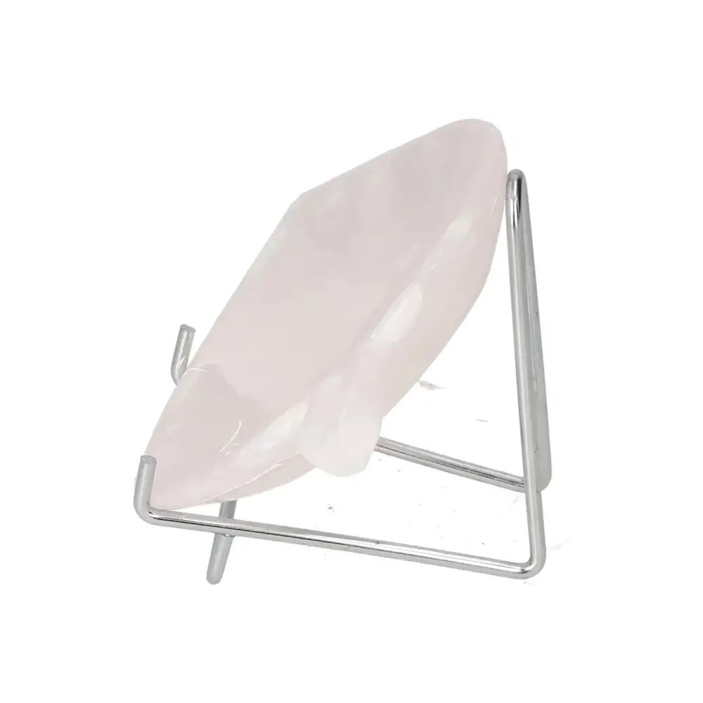 Rose Onyx Platter on metal stand, symbolizes strength and self-discipline, perfect for regaining control and releasing past burdens.