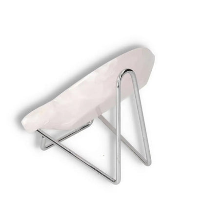 Rose Onyx Platter with elegant stand, symbolizing strength and self-discipline, perfect for enhancing decor and personal growth