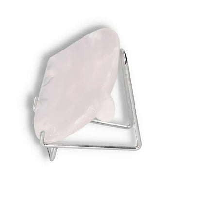 Rose Onyx small platter on metal stand, showcasing elegant rose-hued onyx with unique color and veining variations - perfect for decor.