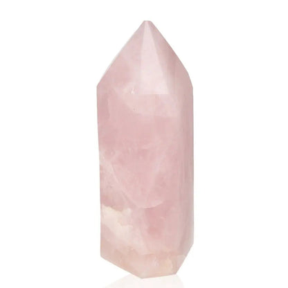 Rose Quartz Obelisk by Sylvia Crystals, symbolizing love and healing, made from 100% natural, ethically sourced rose quartz.