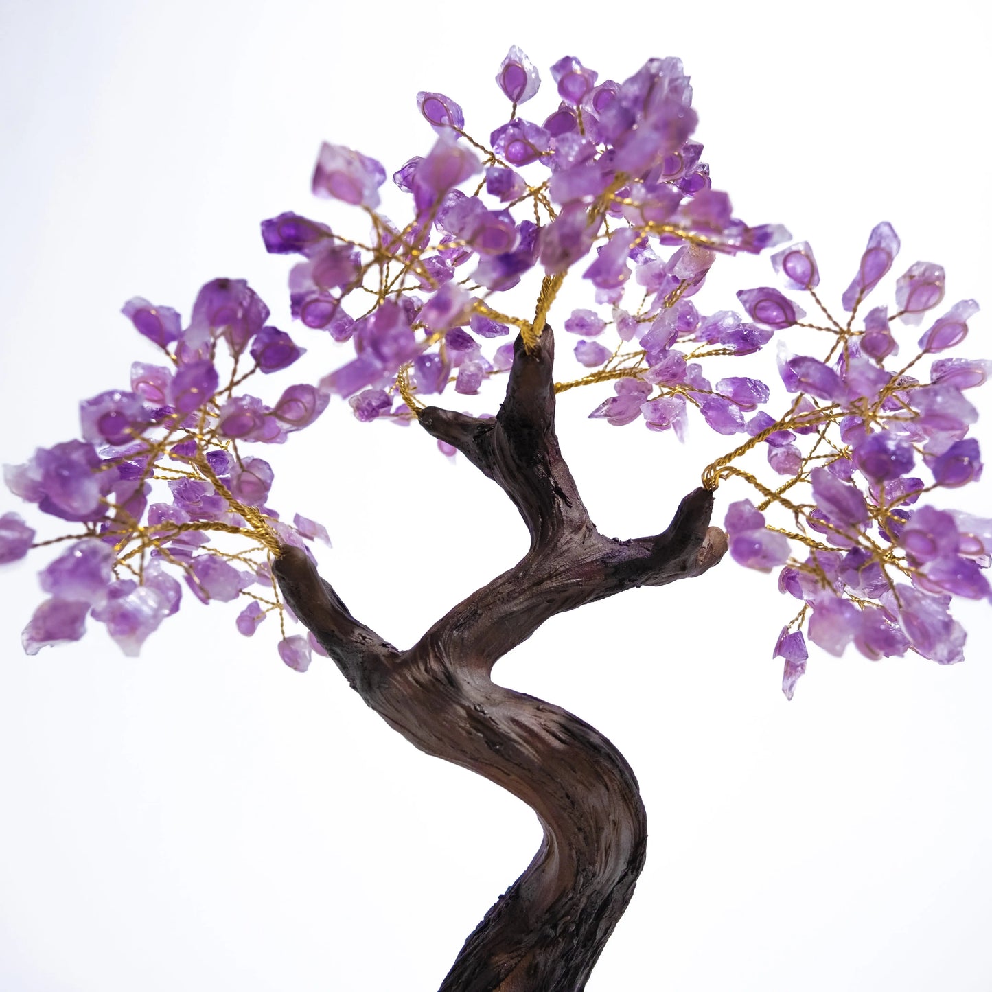 Rough Amethyst Tree 45 cm with genuine amethyst gemstone leaves, handcrafted bonsai for calming energy and spiritual harmony.