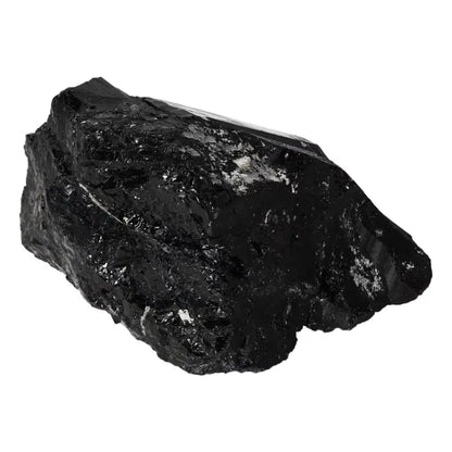 Rough Black Tourmaline Druze L gemstone by Sylvia Crystals, known for cleansing and grounding properties.