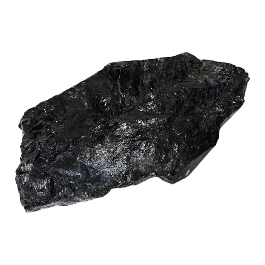 Rough Black Tourmaline Druze crystal from Sylvia Crystals, known for grounding and cleansing negative energies, essential for spiritual collections.