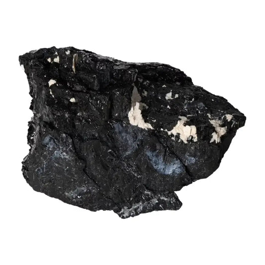 Rough Black Tourmaline Druze crystal from Sylvia Crystals, known for cleansing negative energies and root chakra connection.