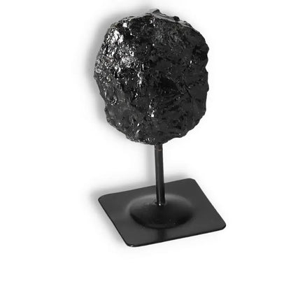 Rough Black Tourmaline with Metal Stand S from Sylvia Crystals, known for energy-cleansing properties.