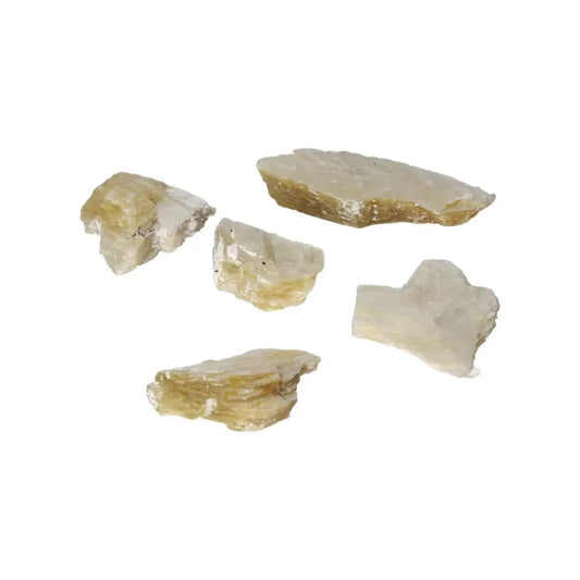 Rough Yellow Mica M crystals by Sylvia Crystals, showcasing natural elegance and spiritual energy connection.