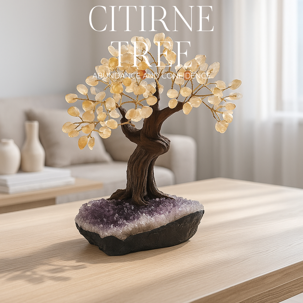 Getrommelter Citrinbaum 30 cm – Strahlende Freude und polierte Eleganz