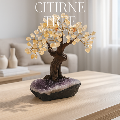 Getrommelter Citrinbaum 30 cm – Strahlende Freude und polierte Eleganz