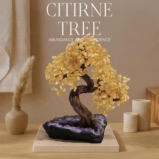 Getrommelter Citrinbaum 55 cm – Strahlende Freude und polierte Eleganz