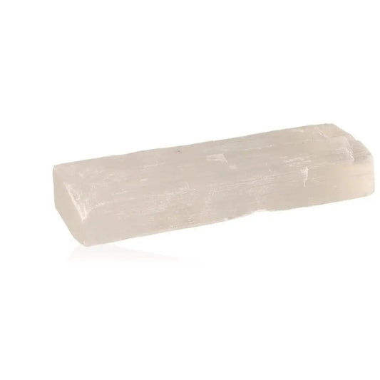 Ethically sourced selenite bar by Sylvia Crystals for mindful living, showcasing purity and spiritual growth benefits.