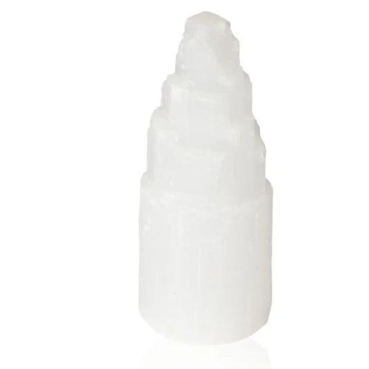 20cm Selenite Tower by Sylvia Crystals for spiritual growth and mindful living, ethically sourced, premium quality, purity and power.