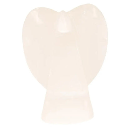 Selenite angel figurine, 10cm tall, offering purity and elegance for spiritual practices and home decor by Sylvia Crystals.