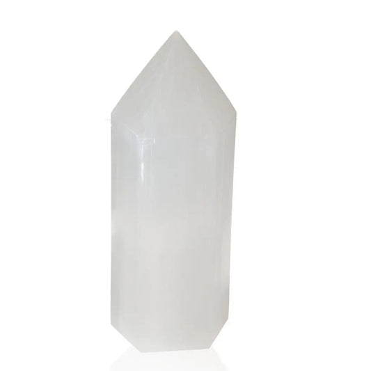 25cm Selenite crystal tower by Sylvia Crystals for spiritual growth and purity, ethically sourced and premium quality.