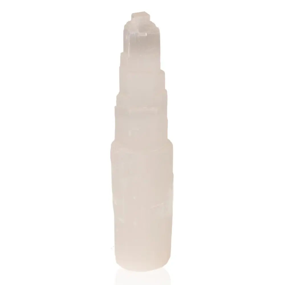 20cm Selenite tower by Sylvia Crystals, promoting mindfulness and spiritual growth with premium, ethically sourced crystal.
