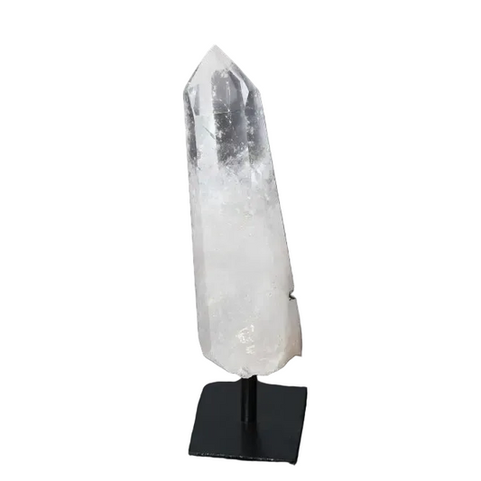 Semi Polished Clear Quartz Point with Stand for Amplifying Energy and Clarity