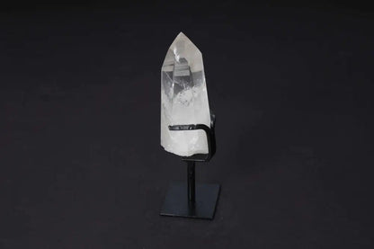 Semi Polished Clear Quartz Point with Stand - Amplify energy, align intentions, and illuminate spaces. Ideal for meditation.
