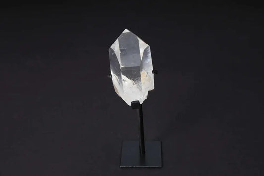 Semi Polished Clear Quartz Point on Stand for Amplifying Energy and Clarity, Perfect for Meditation and Energy Work