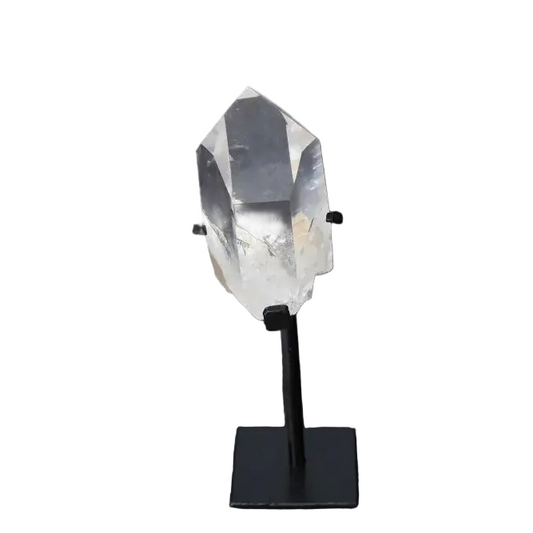 Semi Polished Clear Quartz Point on Stand for Amplifying Energy and Clarity, Perfect for Meditation and Energy Work