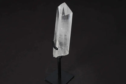 Semi Polished Clear Quartz Point on a Stand for Amplifying Energy and Meditation, Ideal for Aligning and Illuminating Spaces