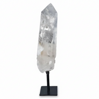 Semi Polished Clear Quartz Point on Stand for Energy Alignment and Meditation