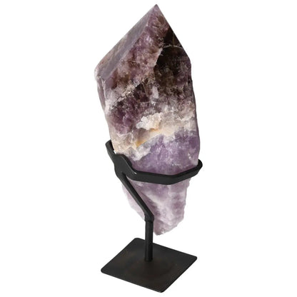 Seven Point Polished Amethyst crystal on stand, symbolizing luxury and spirituality, from Sylvia Crystals.