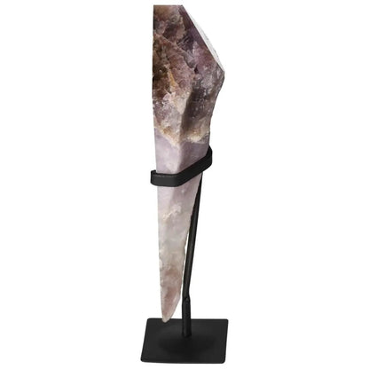 Elegant Seven Point Polished Amethyst gemstone on a stand, highlighting its striking beauty and stress-reduction properties.