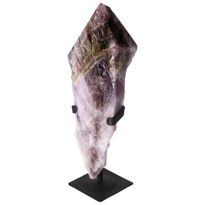 Seven Point Polished Amethyst with stand, premium crystal from Sylvia Crystals known for stress relief and spiritual rejuvenation.