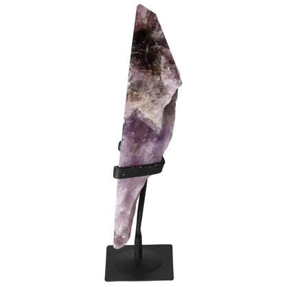 Seven Point Polished Amethyst crystal on stand, promoting relaxation and concentration, from Sylvia Crystals' premium collection.