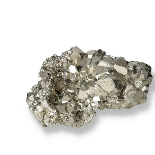 Superior quality pyrite cluster showcasing metallic luster and geometric formations, perfect for collectors and enthusiasts.