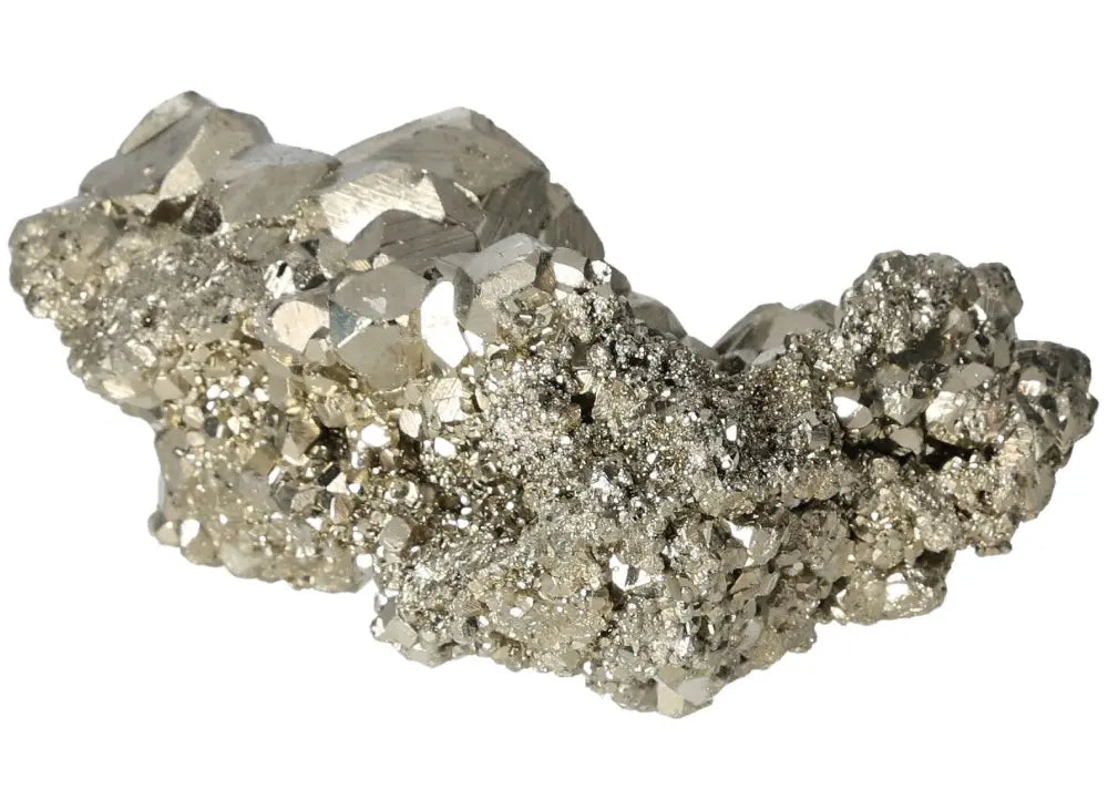 Superior quality pyrite cluster with geometric formations showcasing metallic luster and intricate details.