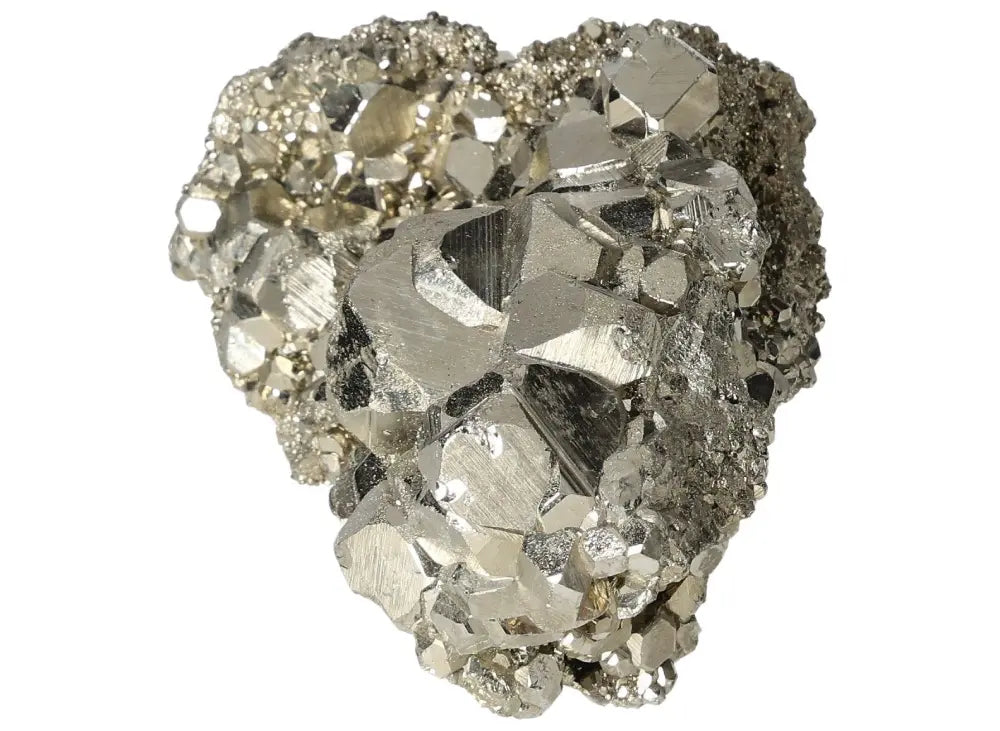 Superior Quality Pyrite Cluster featuring geometric formations and metallic luster, showcasing natural elegance and sculptural detail.