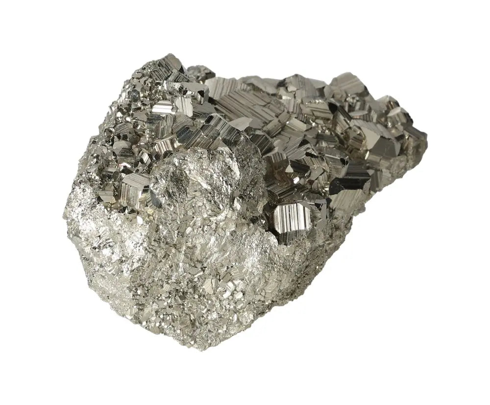 Superior quality pyrite cluster with geometric formations and metallic luster, showcasing intricate sculptural detail.