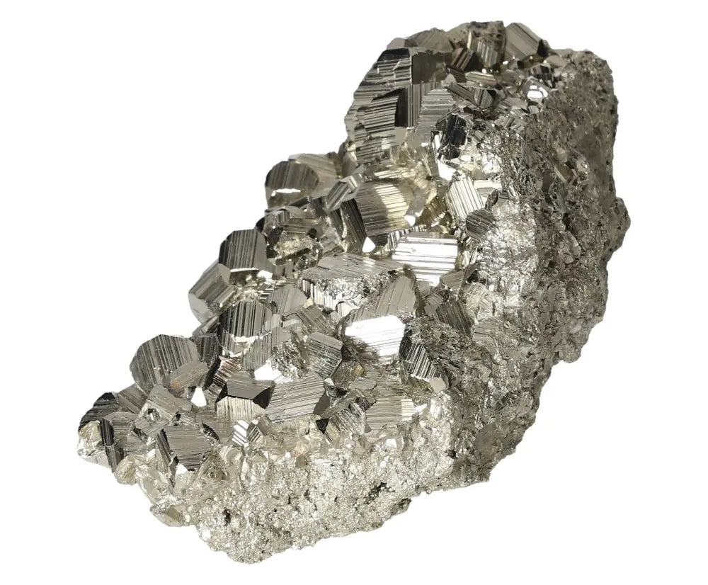 Superior quality Pyrite cluster showcasing natural geometric formations and metallic luster.