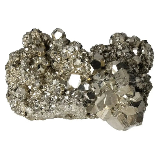 Superior Quality Pyrite Cluster with Geometric Formations and Metallic Luster