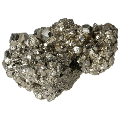 Superior quality pyrite cluster showcasing geometric brilliance and metallic luster, featuring intricate cubic formations.