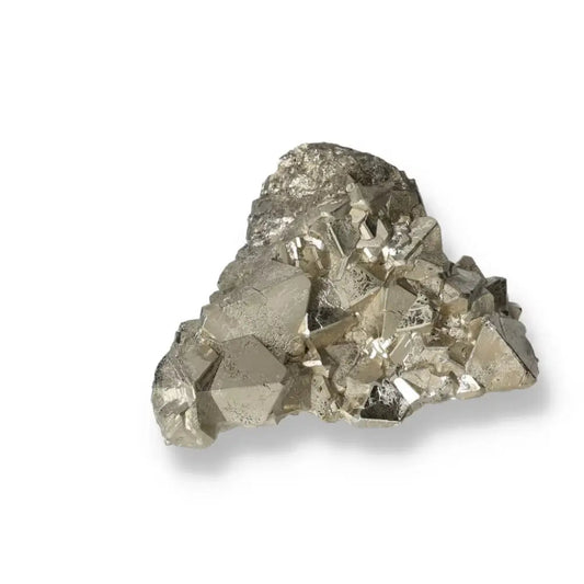 Superior quality pyrite cluster with metallic luster and geometric formations, showcasing natural cubic structures.