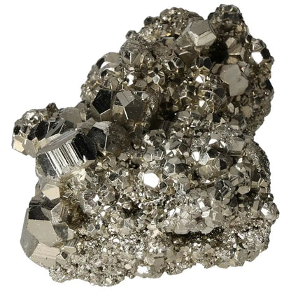 Superior quality pyrite cluster with geometric formations, showcasing metallic luster and intricate cubic details.