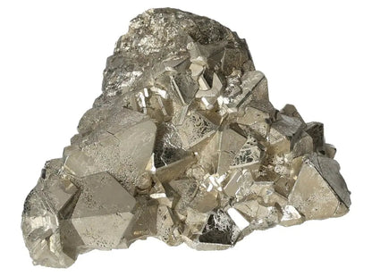 Superior Quality Pyrite Cluster with geometric brilliance and metallic luster showcasing cubic formations.
