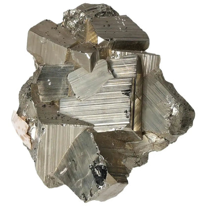 Superior Quality Pyrite Cluster with metallic luster and geometric formations, showcasing natural elegance and sculptural detail.