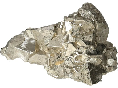 Superior quality pyrite cluster with metallic luster, featuring natural cubic and geometric formations.