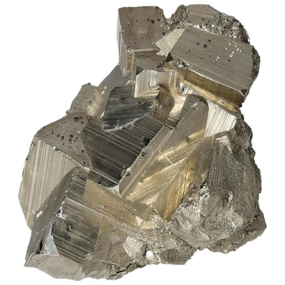 Superior quality pyrite cluster with geometric formations, showcasing natural cubic brilliance and metallic luster.