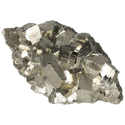 Superior Quality Pyrite Cluster with geometric formations and metallic luster