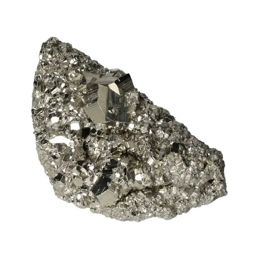 Superior quality pyrite cluster with metallic luster and geometric formations, ideal for collectors and mineral enthusiasts.