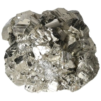 Superior quality pyrite cluster with geometric formations, metallic luster, and intricate details showcasing natural elegance.