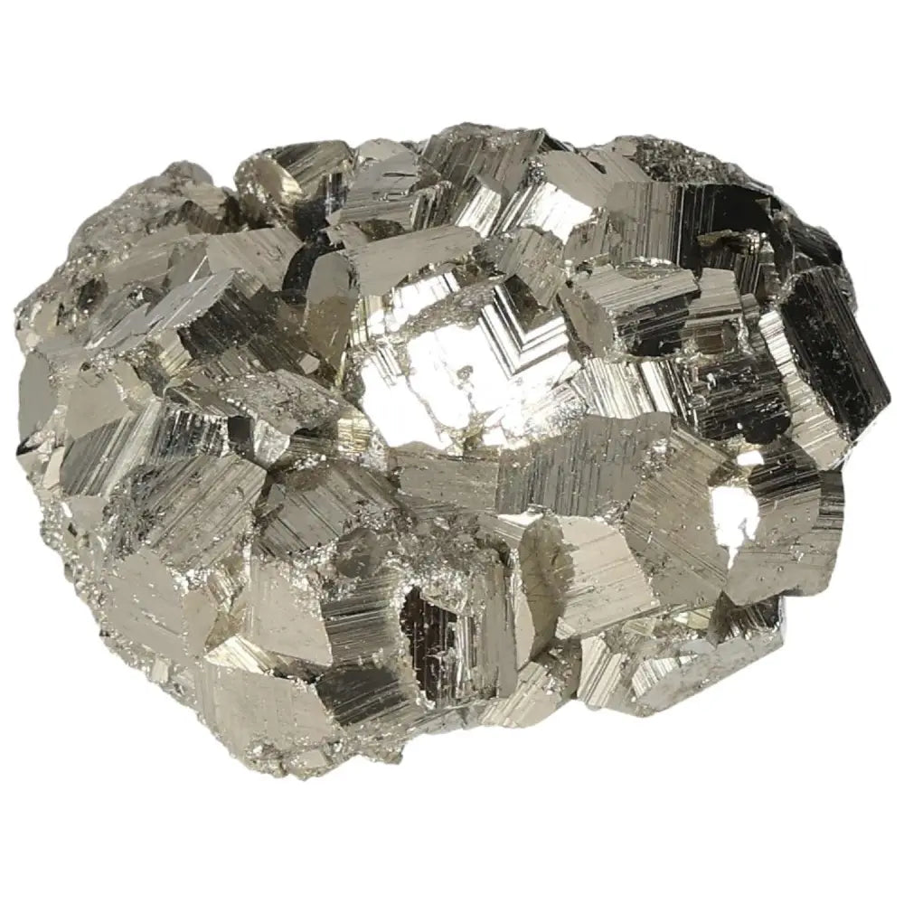Superior quality pyrite cluster with geometric formations and metallic luster, showcasing natural elegance and intricate details.