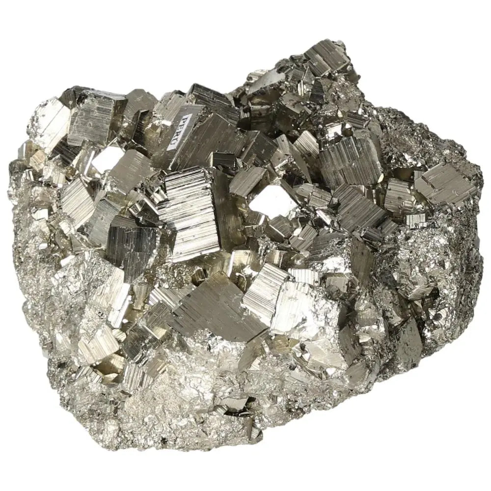 Superior quality pyrite cluster with geometric cubic formations and metallic luster, showcasing exquisite natural brilliance.