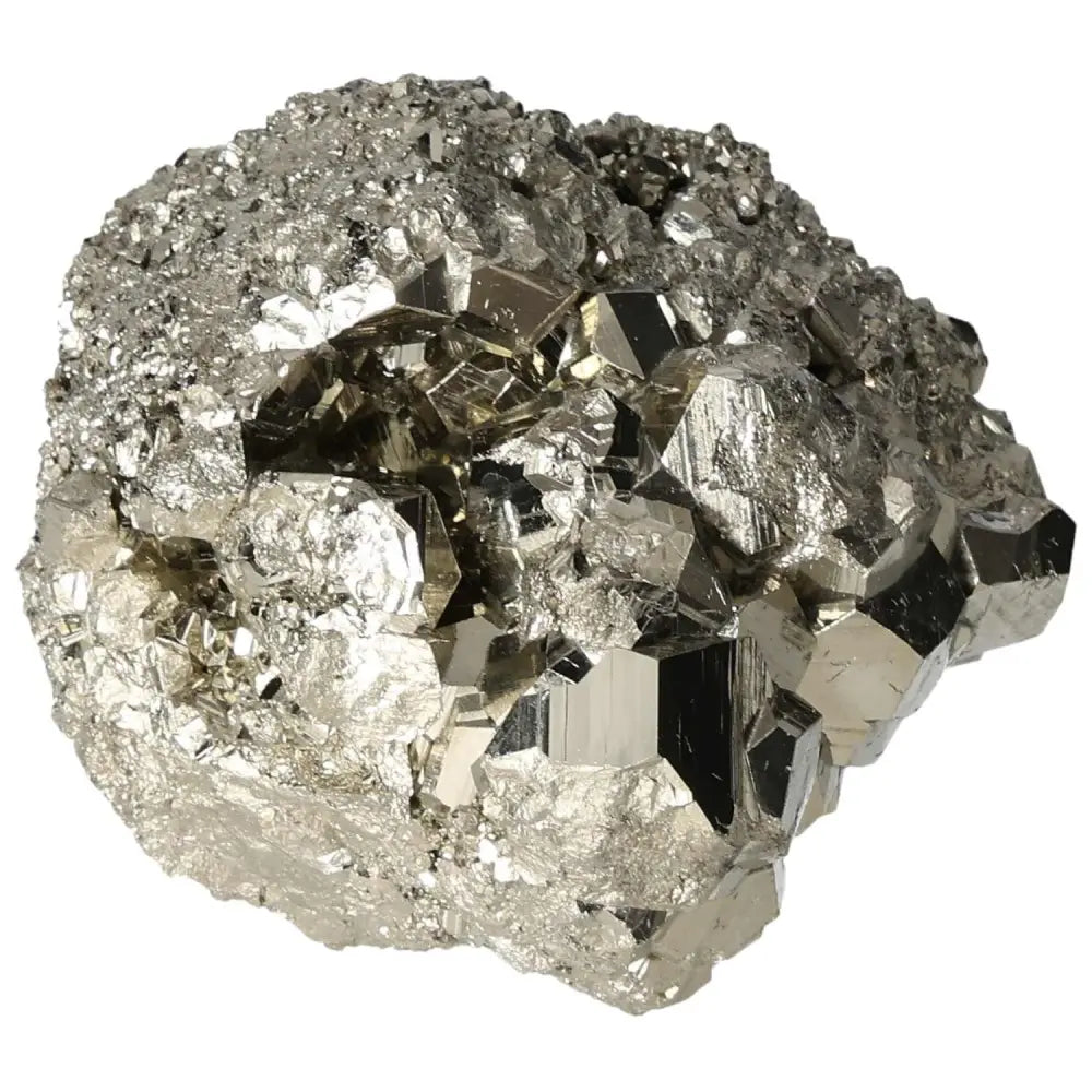 Superior quality pyrite cluster with geometric formations and metallic luster, showcasing intricate natural sculptural detail.